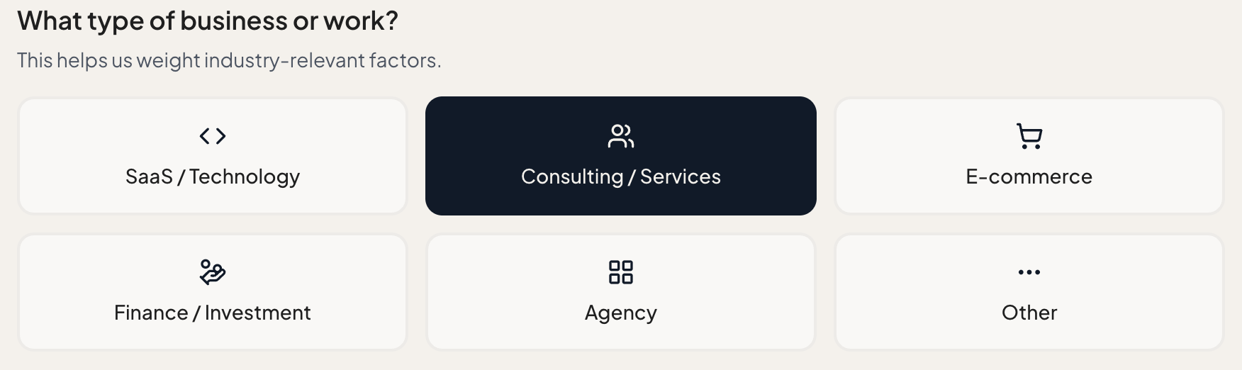 Neoria — what type of business or work? industry selection