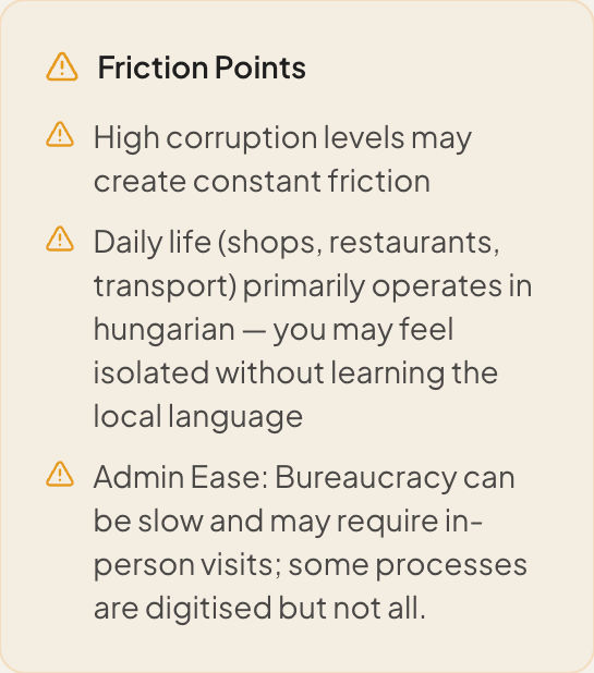 Neoria friction points: corruption levels, daily life in the local language and slow bureaucracy