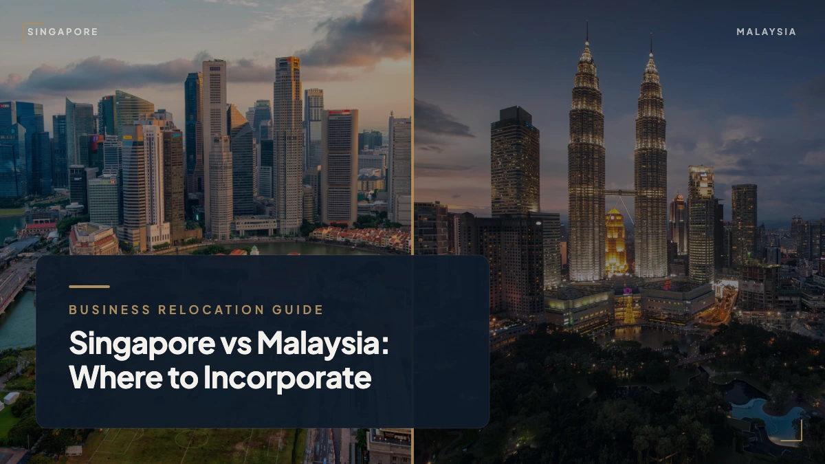 Abstract visual representing the Singapore vs Malaysia business expansion comparison across HQ, operations, hiring, tax and split-structure planning